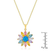 Goldtone Colorful Flower Pendant freeshipping - Higher Class Elegance