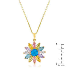 Goldtone Colorful Flower Pendant freeshipping - Higher Class Elegance
