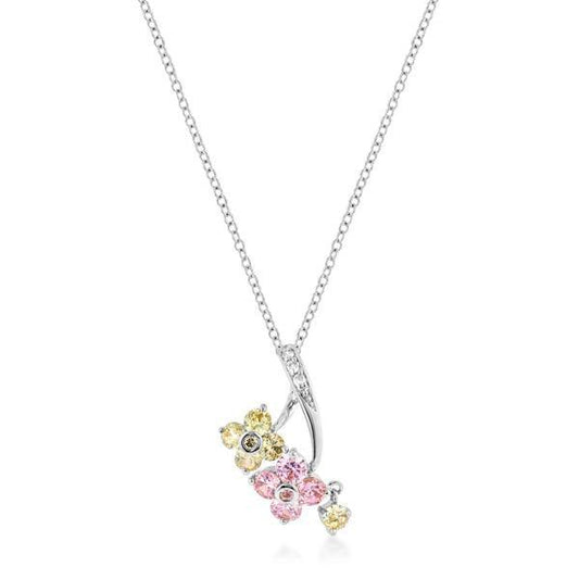 Rhodium Plated Floral Couplet Pendant freeshipping - Higher Class Elegance