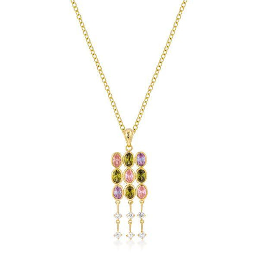 Goldtone Oval CZ Crest Pendant freeshipping - Higher Class Elegance