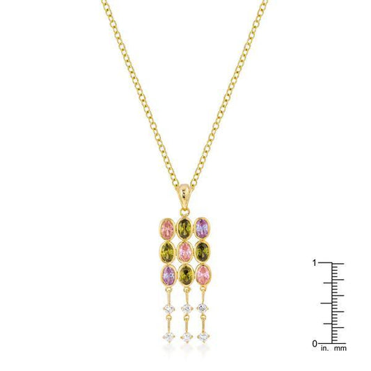 Goldtone Oval CZ Crest Pendant freeshipping - Higher Class Elegance