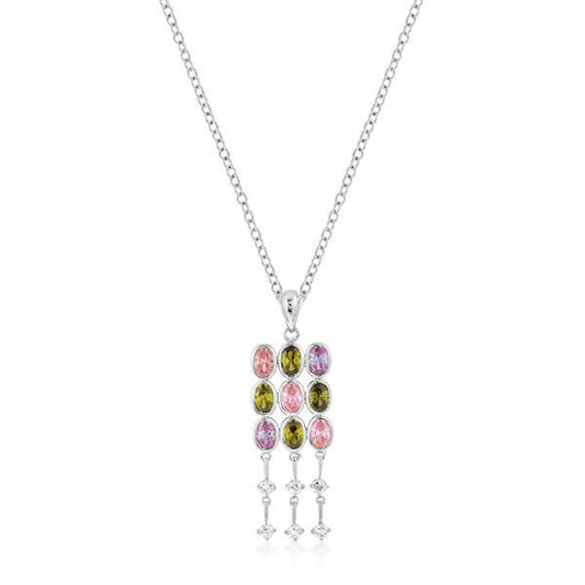 Rhodium Plated Oval CZ Crest Pendant freeshipping - Higher Class Elegance
