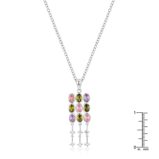 Rhodium Plated Oval CZ Crest Pendant freeshipping - Higher Class Elegance