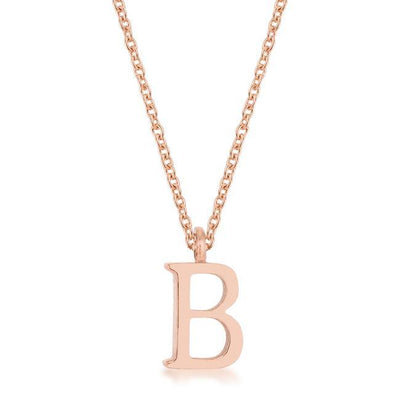 Elaina Rose Gold Stainless Steel B Initial Necklace freeshipping - Higher Class Elegance