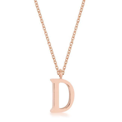 Elaina Rose Gold Stainless Steel D Initial Necklace freeshipping - Higher Class Elegance