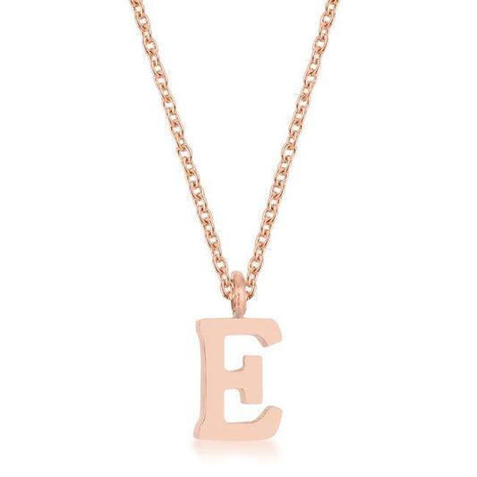 Elaina Rose Gold Stainless Steel E Initial Necklace freeshipping - Higher Class Elegance