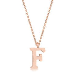 Elaina Rose Gold Stainless Steel F Initial Necklace freeshipping - Higher Class Elegance
