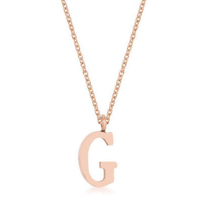 Elaina Rose Gold Stainless Steel G Initial Necklace freeshipping - Higher Class Elegance