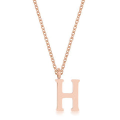 Elaina Rose Gold Stainless Steel H Initial Necklace freeshipping - Higher Class Elegance