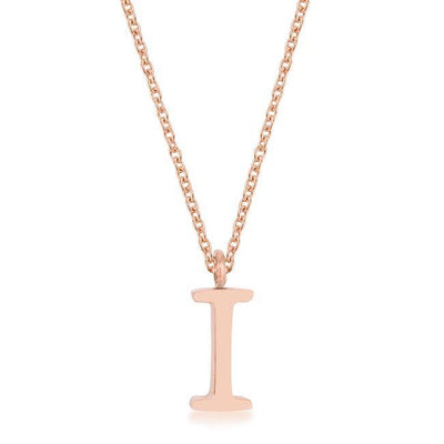 Elaina Rose Gold Stainless Steel I Initial Necklace freeshipping - Higher Class Elegance
