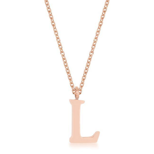 Elaina Rose Gold Stainless Steel L Initial Necklace freeshipping - Higher Class Elegance