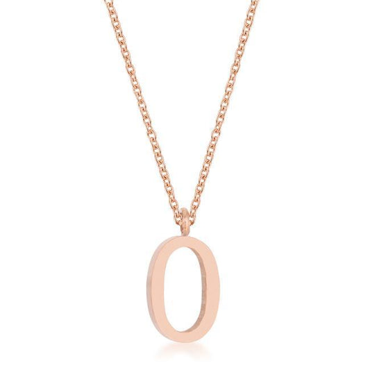 Elaina Rose Gold Stainless Steel O Initial Necklace freeshipping - Higher Class Elegance