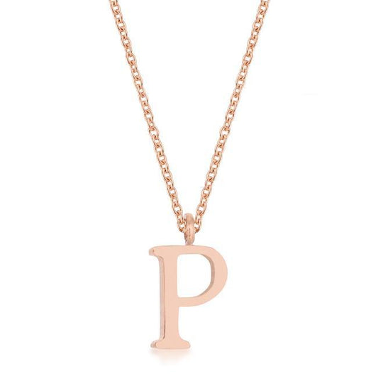 Elaina Rose Gold Stainless Steel P Initial Necklace freeshipping - Higher Class Elegance