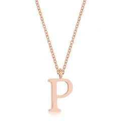 Elaina Rose Gold Stainless Steel P Initial Necklace freeshipping - Higher Class Elegance