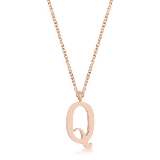 Elaina Rose Gold Stainless Steel Q Initial Necklace freeshipping - Higher Class Elegance