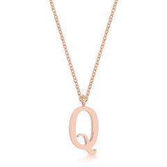 Elaina Rose Gold Stainless Steel Q Initial Necklace freeshipping - Higher Class Elegance