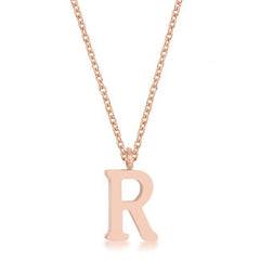 Elaina Rose Gold Stainless Steel R Initial Necklace freeshipping - Higher Class Elegance