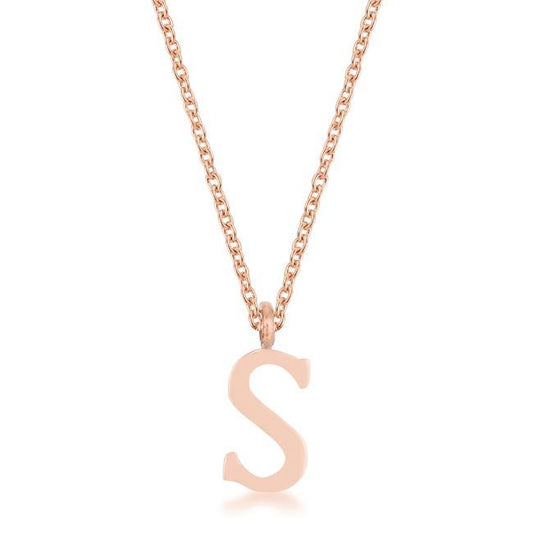 Elaina Rose Gold Stainless Steel S Initial Necklace freeshipping - Higher Class Elegance