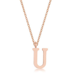 Elaina Rose Gold Stainless Steel U Initial Necklace freeshipping - Higher Class Elegance