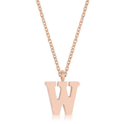 Elaina Rose Gold Stainless Steel W Initial Necklace freeshipping - Higher Class Elegance