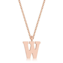 Elaina Rose Gold Stainless Steel W Initial Necklace freeshipping - Higher Class Elegance