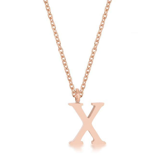 Elaina Rose Gold Stainless Steel X Initial Necklace freeshipping - Higher Class Elegance