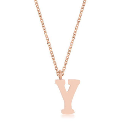 Elaina Rose Gold Stainless Steel Y Initial Necklace freeshipping - Higher Class Elegance
