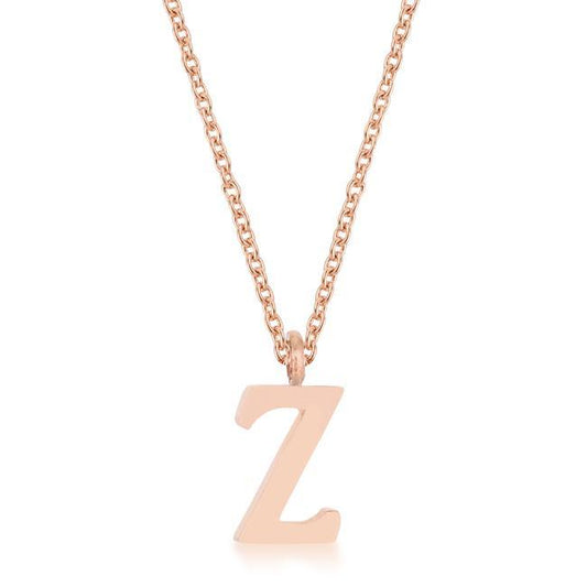 Elaina Rose Gold Stainless Steel Z Initial Necklace freeshipping - Higher Class Elegance