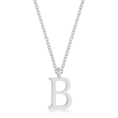 Elaina Rhodium Stainless Steel B Initial Necklace freeshipping - Higher Class Elegance