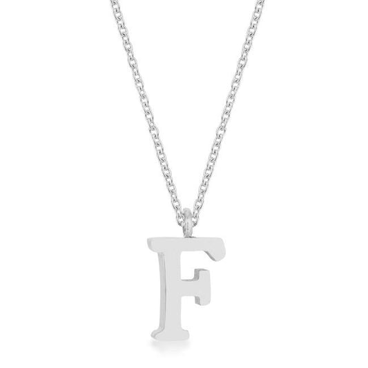 Elaina Rhodium Stainless Steel F Initial Necklace freeshipping - Higher Class Elegance