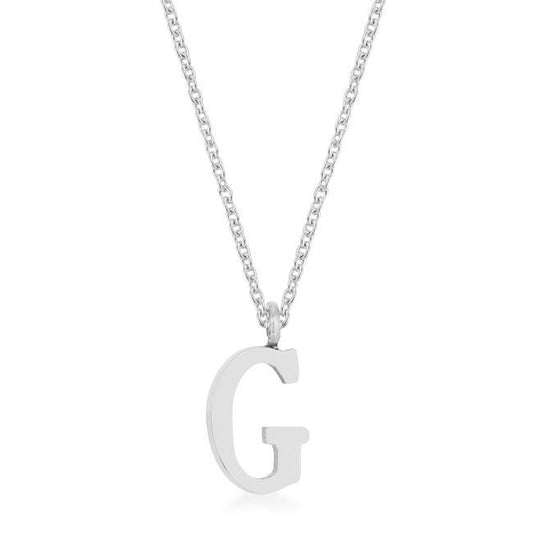 Elaina Rhodium Stainless Steel G Initial Necklace freeshipping - Higher Class Elegance