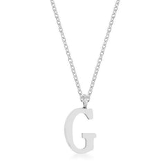 Elaina Rhodium Stainless Steel G Initial Necklace freeshipping - Higher Class Elegance