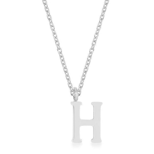 Elaina Rhodium Stainless Steel H Initial Necklace freeshipping - Higher Class Elegance