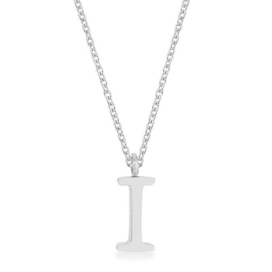 Elaina Rhodium Stainless Steel I Initial Necklace freeshipping - Higher Class Elegance