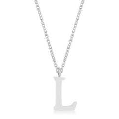 Elaina Rhodium Stainless Steel L Initial Necklace freeshipping - Higher Class Elegance