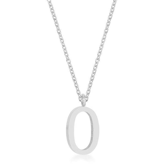 Elaina Rhodium Stainless Steel O Initial Necklace freeshipping - Higher Class Elegance