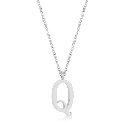 Elaina Rhodium Stainless Steel Q Initial Necklace freeshipping - Higher Class Elegance