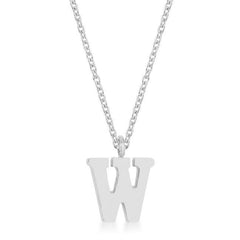 Elaina Rhodium Stainless Steel W Initial Necklace freeshipping - Higher Class Elegance