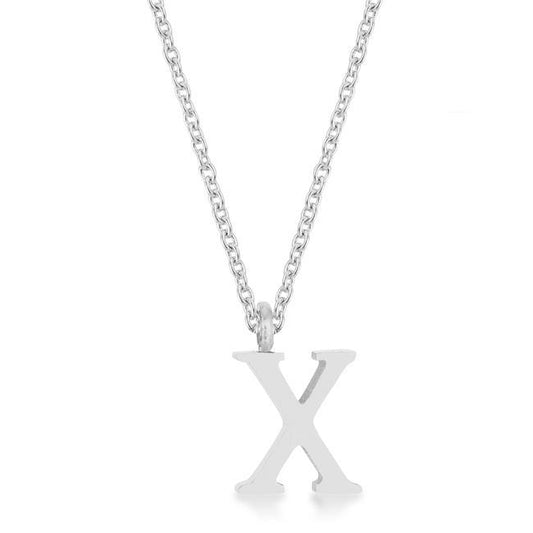 Elaina Rhodium Stainless Steel X Initial Necklace freeshipping - Higher Class Elegance