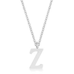 Elaina Rhodium Stainless Steel Z Initial Necklace freeshipping - Higher Class Elegance