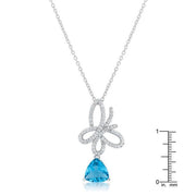 Claudia 2.3ct Aqua CZ Rhodium Butterfly Drop Necklace freeshipping - Higher Class Elegance