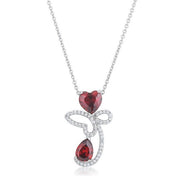 Clarise 3.2ct Garnet CZ Rhodium Abstract Heart Drop Necklace freeshipping - Higher Class Elegance