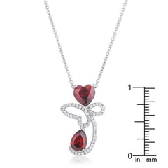 Clarise 3.2ct Garnet CZ Rhodium Abstract Heart Drop Necklace freeshipping - Higher Class Elegance