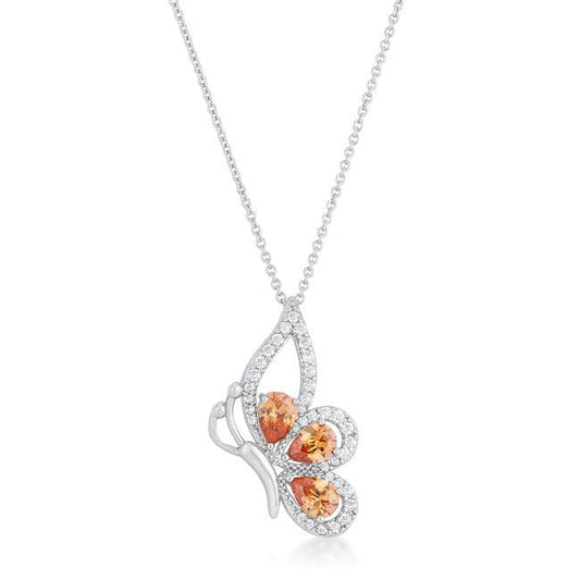 Karen 2.8ct Champagne CZ Rhoidum Butterfly Drop Necklace freeshipping - Higher Class Elegance