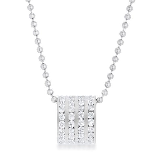 Dreya 1.1ct CZ Rhodium Stainless Steel Necklace freeshipping - Higher Class Elegance