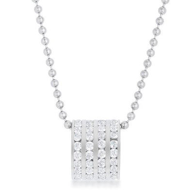 Dreya 1.1ct CZ Rhodium Stainless Steel Necklace freeshipping - Higher Class Elegance