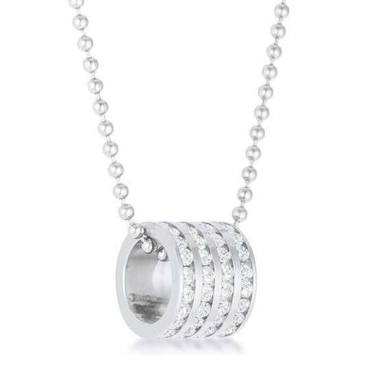 Dreya 1.1ct CZ Rhodium Stainless Steel Necklace freeshipping - Higher Class Elegance