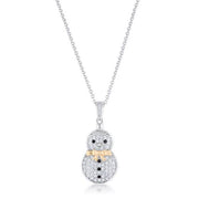 .35 ct CZ Two-Tone Snowman Pave Holiday Pendant freeshipping - Higher Class Elegance