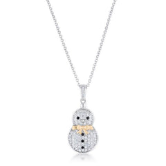 .35 ct CZ Two-Tone Snowman Pave Holiday Pendant freeshipping - Higher Class Elegance