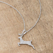 .35 ct CZ Rhodium Reindeer Pave Holiday Pendant freeshipping - Higher Class Elegance